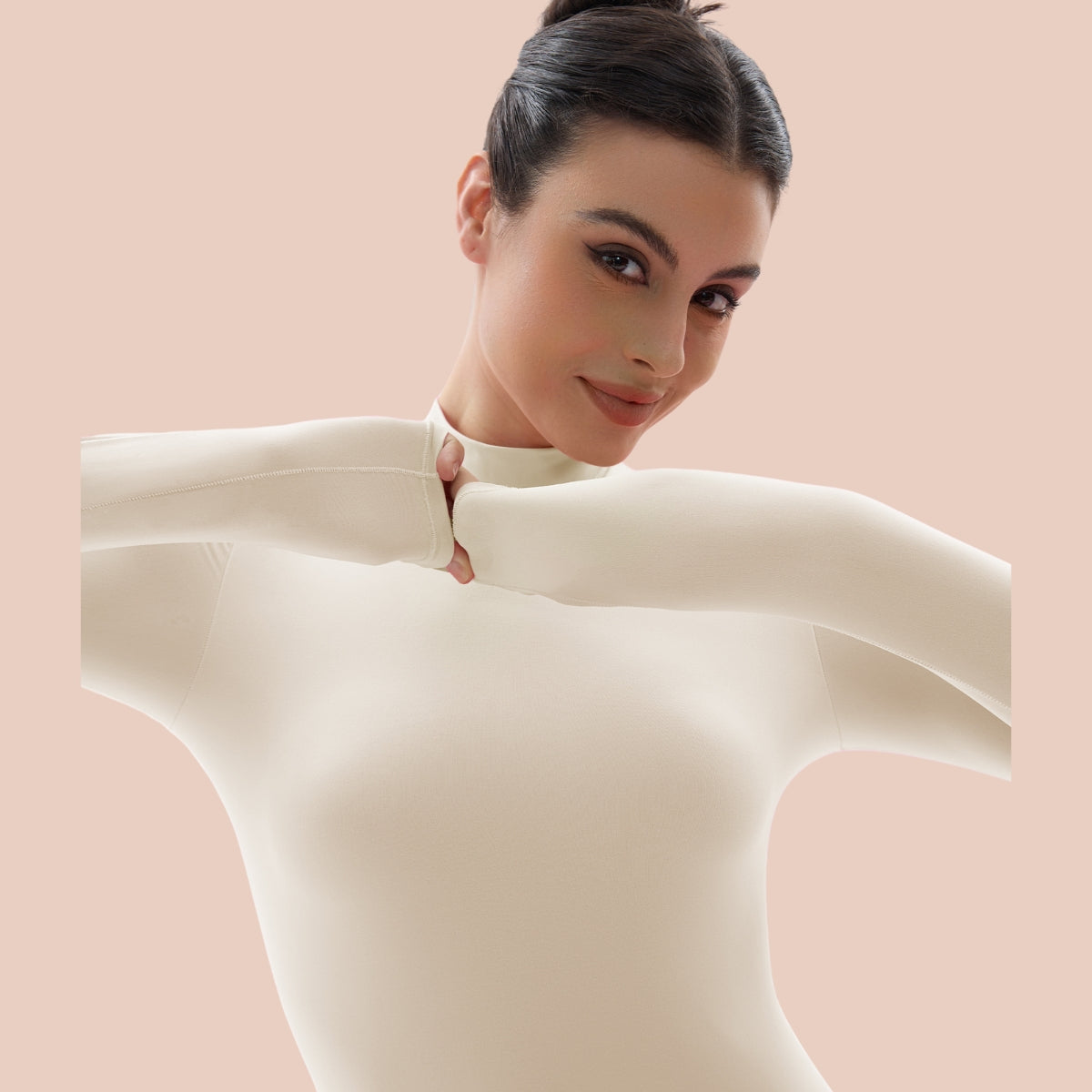 SHAPERX Mock Turtle Neck Bodysuit for Women Long Sleeve Body Suits Tops SHAPERX