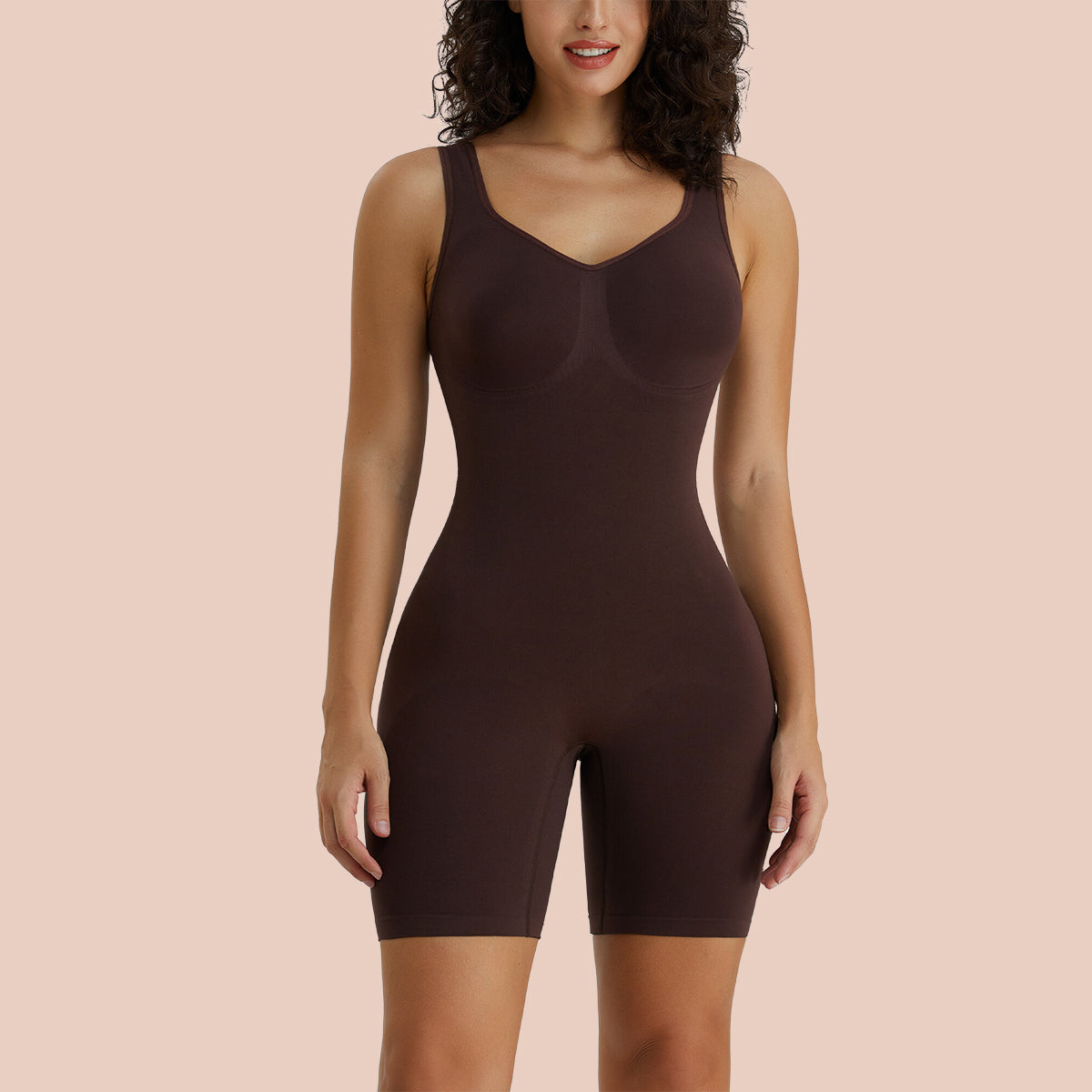 SHAPERX Wide Starps Mid-Thigh Bodysuit Tummy Control Shapewear Seamless Sculpting Body Shaper SHAPERX