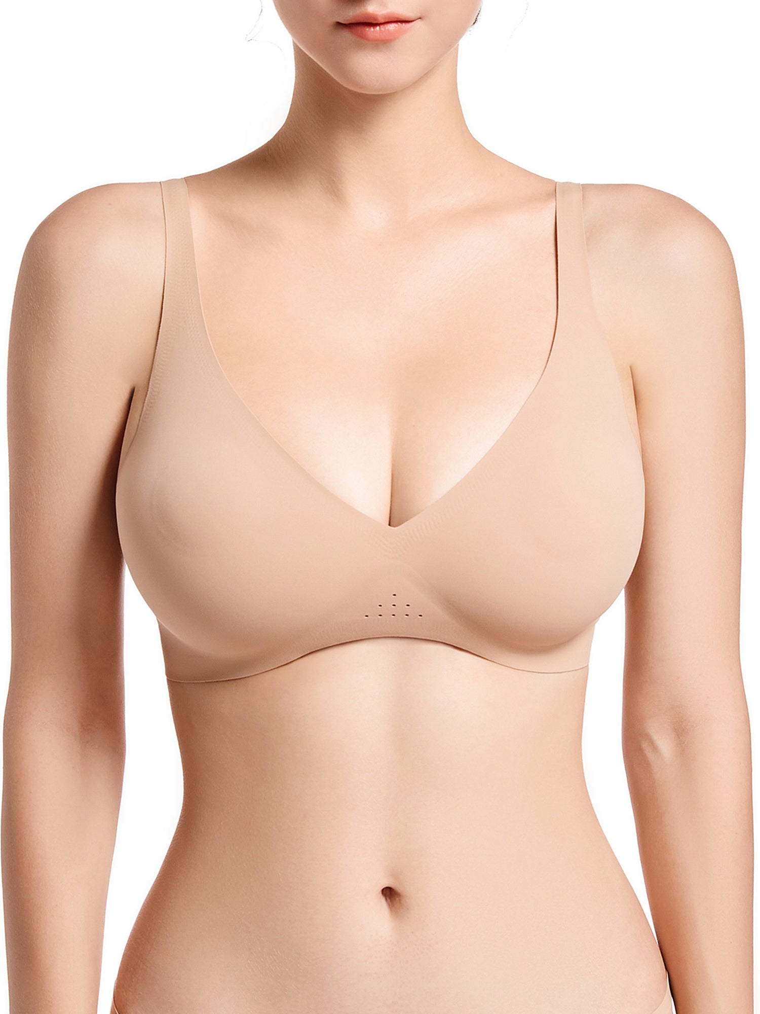 SHAPERX Women's Full-Coverage Unlined Plunge Bra Soft Wirefree Bralette with Everyday Comfort SHAPERX