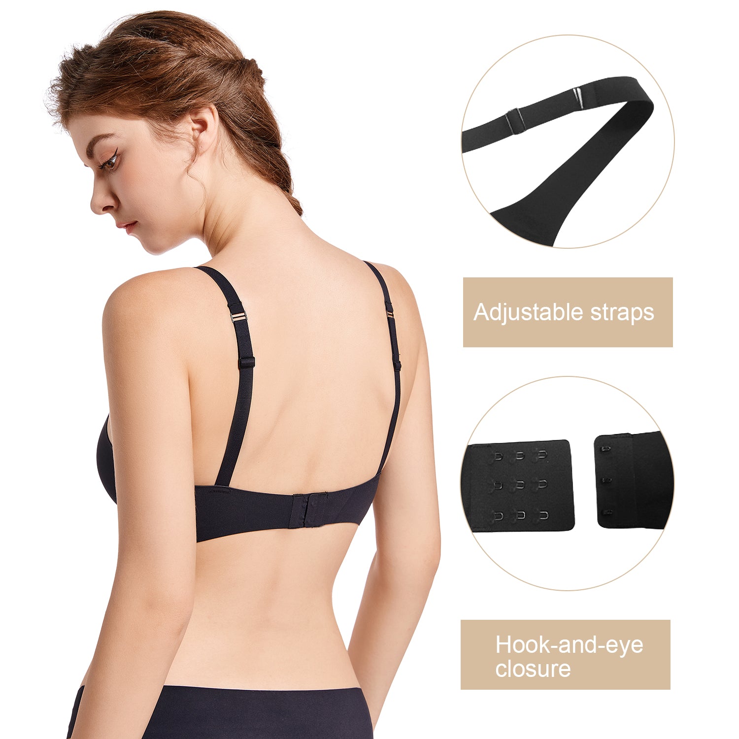 SHAPERX Women's Full-Coverage Unlined Plunge Bra Soft Wirefree Bralette with Everyday Comfort SHAPERX