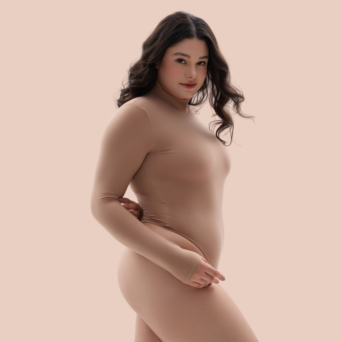 SHAPERX Mock Turtle Neck Bodysuit for Women Long Sleeve Body Suits Tops SHAPERX