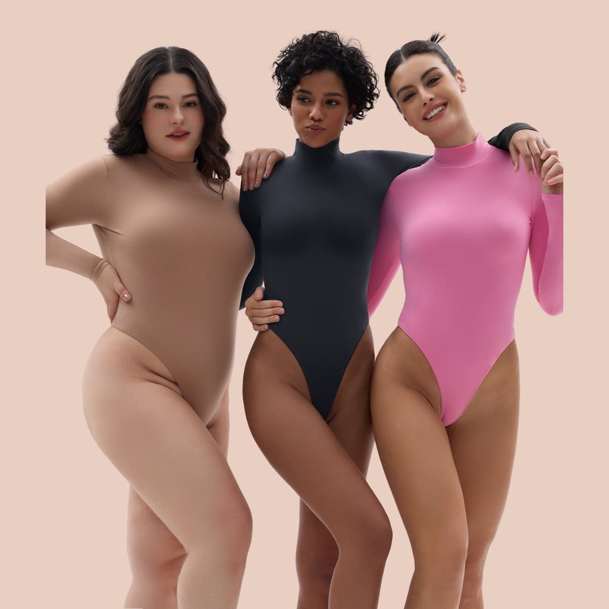 SHAPERX Mock Turtle Neck Bodysuit for Women Long Sleeve Body Suits Tops SHAPERX