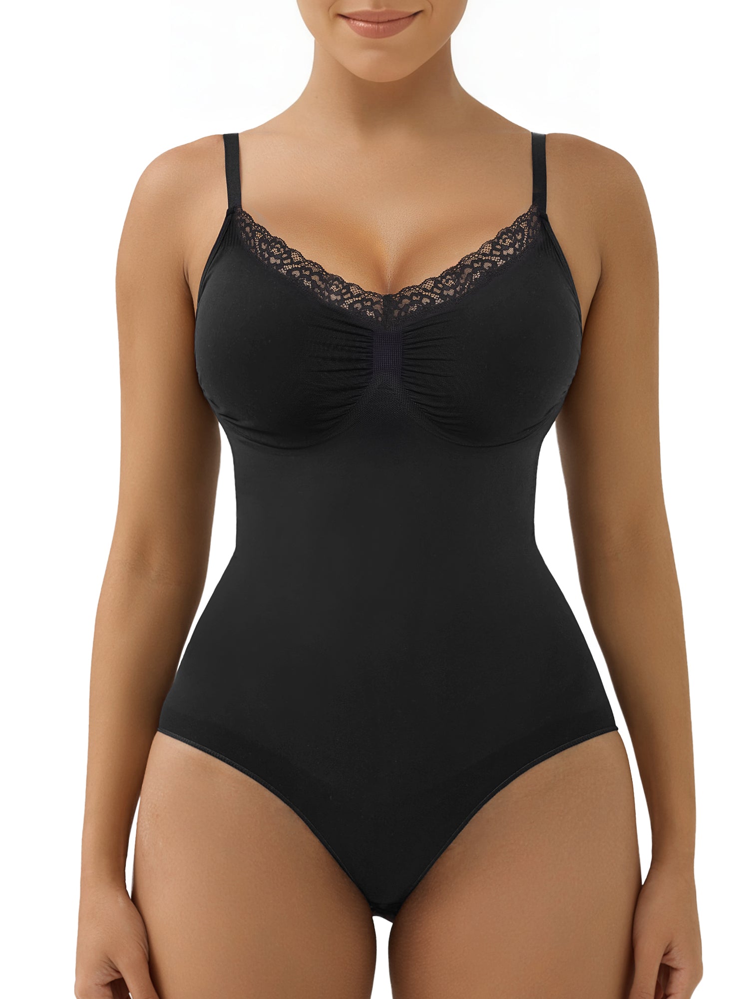 SHAPERX Lace Seamless Adjustable Straps Tummy Control Brief