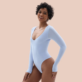 SHAPERX Bodysuit for Women V Neck Long Sleeve Body Suit SHAPERX