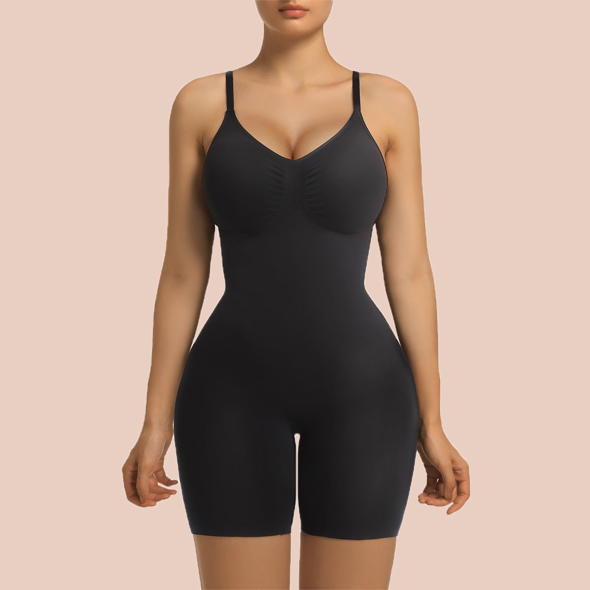 SHAPERX Mid-Thigh Tummy Control Bodysuit with Removable Pads