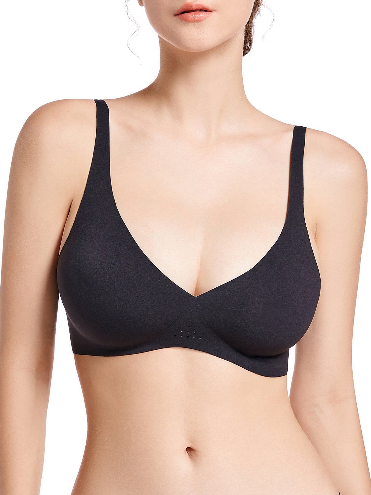 SHAPERX Women's Full-Coverage Unlined Plunge Bra Soft Wirefree Bralette  with Everyday Comfort