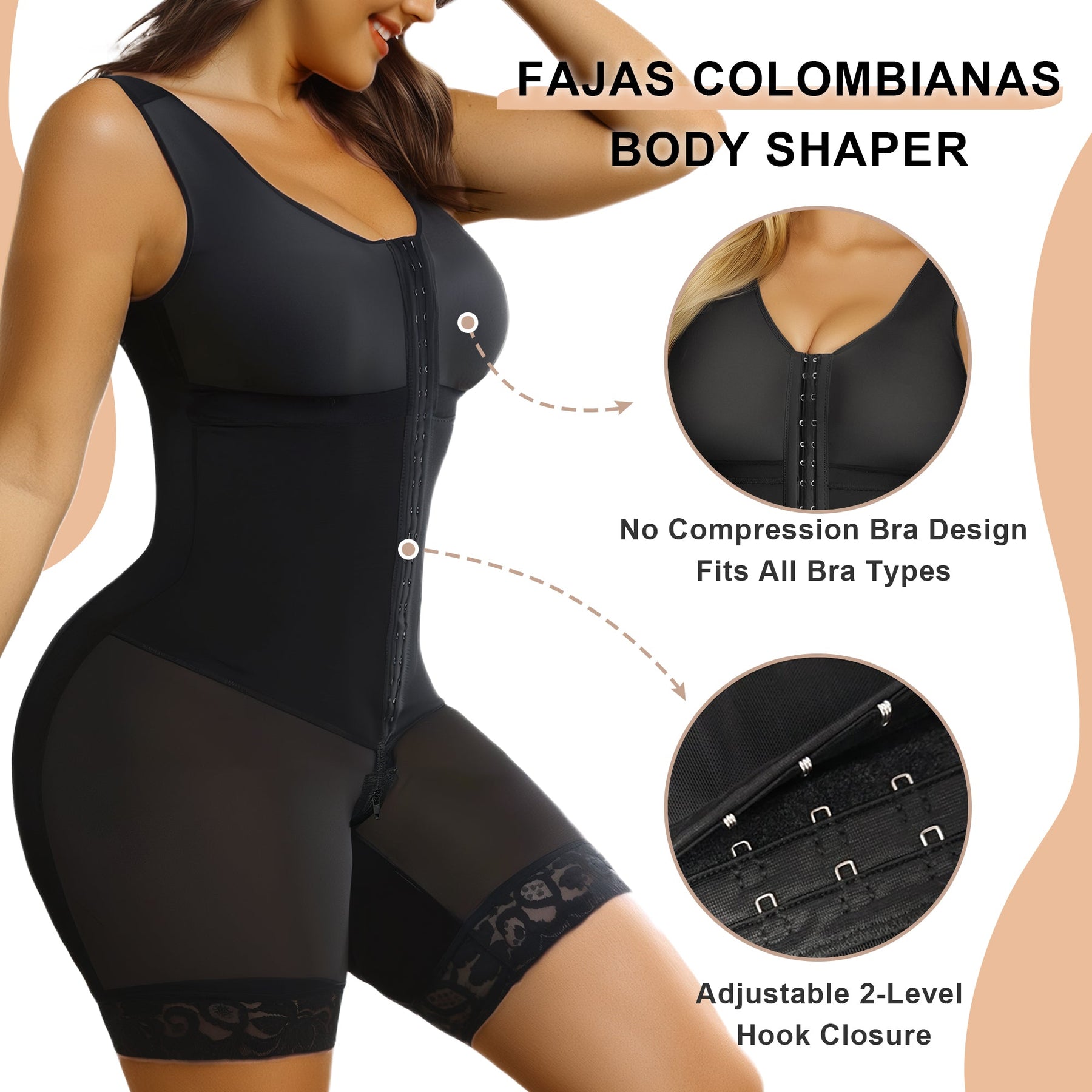 SHAPERX Women's Fajas Colombianas Tummy Control Shapewear Postpartum Full Body Shaper Butt Lifter Bodysuit SHAPERX