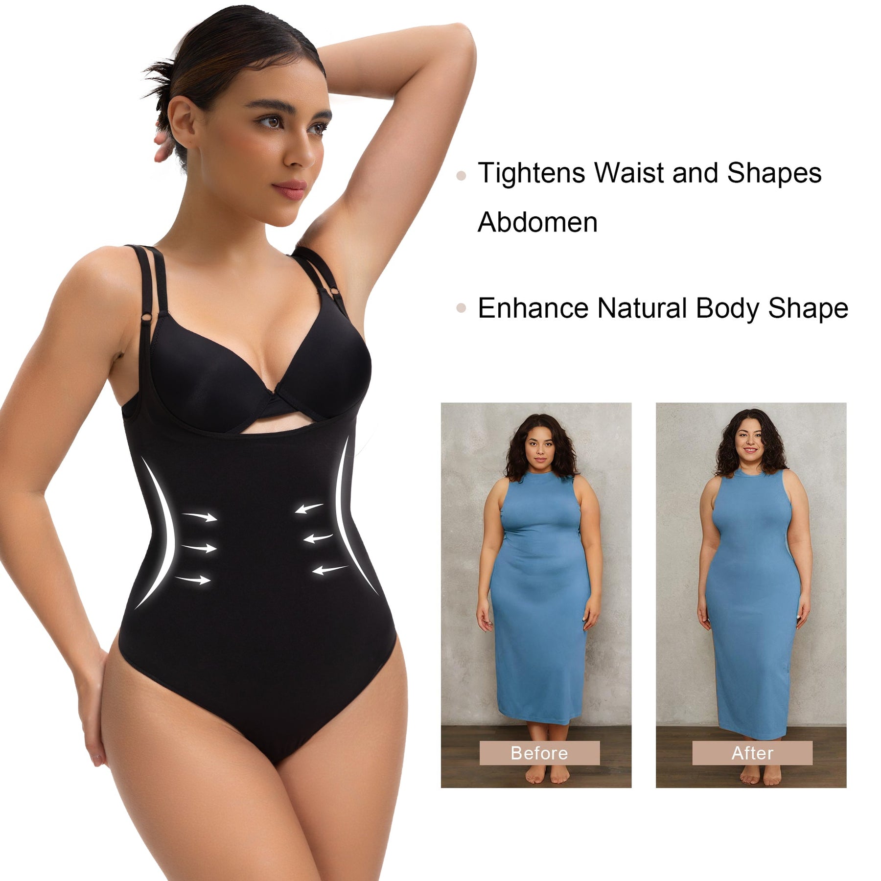 SHAPERX Open Bust Shapewear Tummy Control Bodysuits for Women Seamless Compression High Waisted Body Shaper SHAPERX