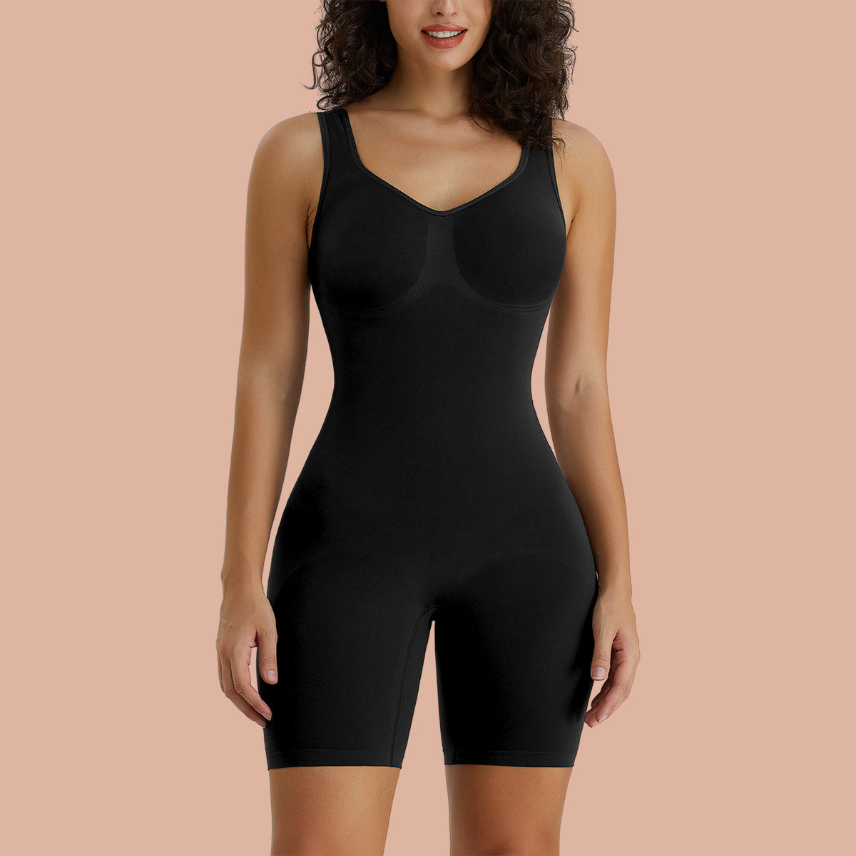 SHAPERX Wide Starps Mid-Thigh Bodysuit Tummy Control Shapewear Seamless Sculpting Body Shaper SHAPERX