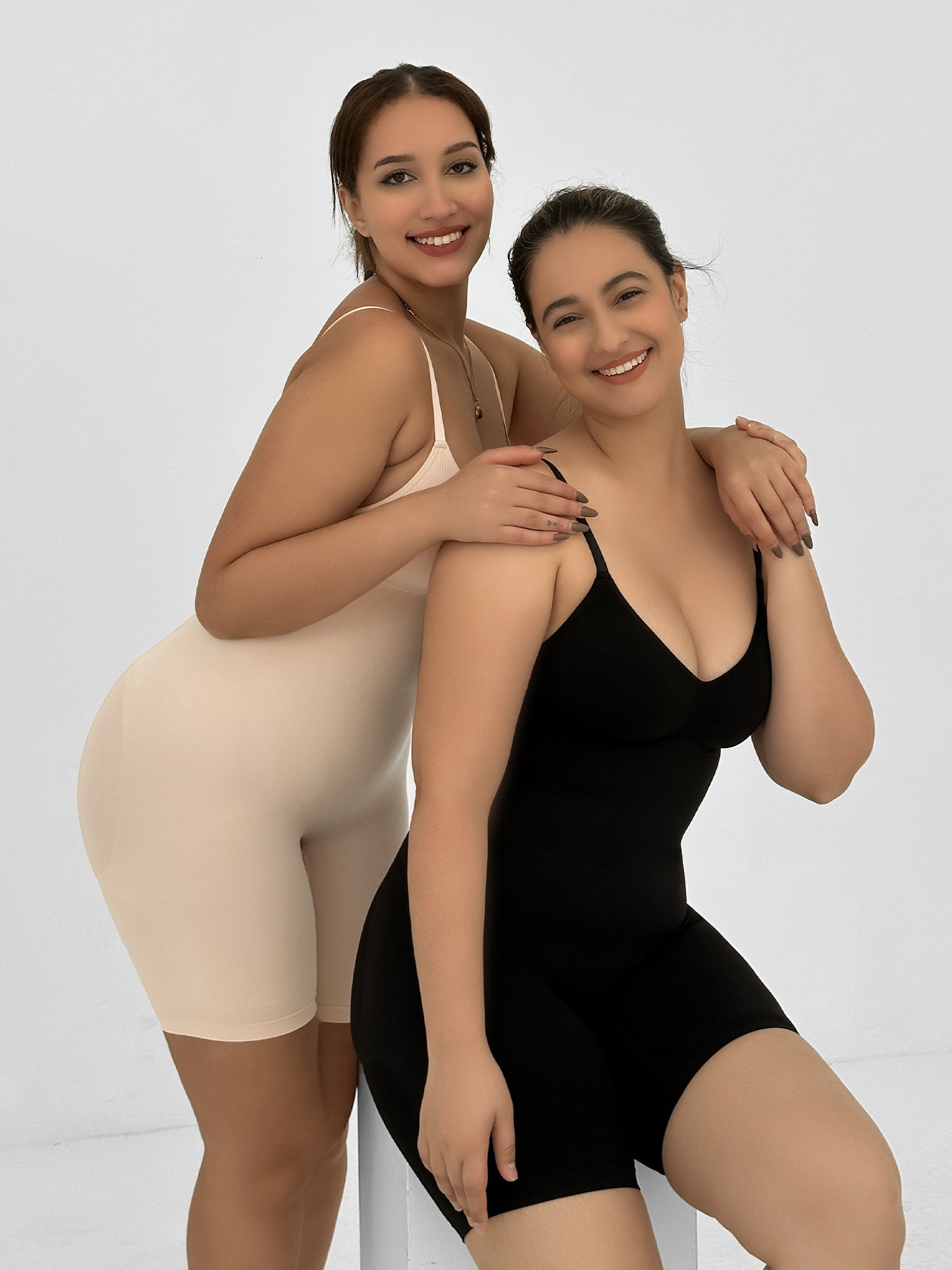 SHAPERX Bra Free Tummy Control Shapewear Mid Thigh Body Shaper with Removable Pads
