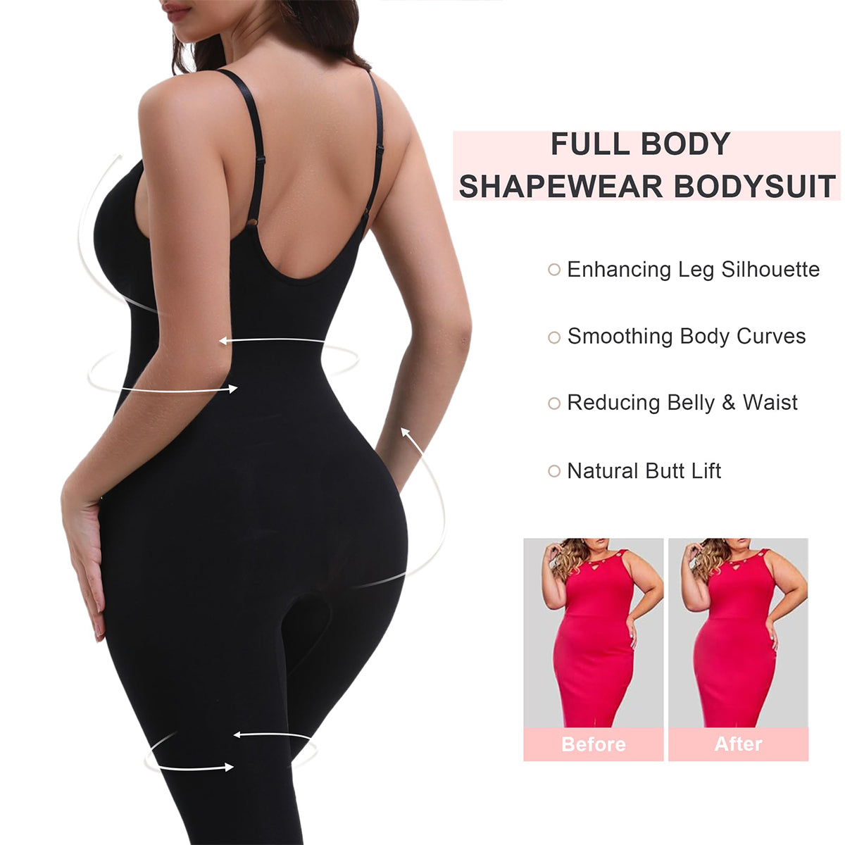SHAPERX Women's Full Body Tummy Control Shapewear High Waisted Seamless Compression Leggings Stretchy Shaper Bodysuit SHAPERX