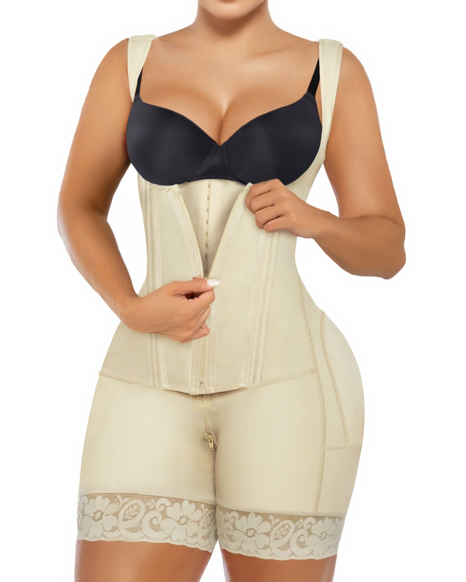 SHAPERX Fajas Colombianas Shapewear for Women Tummy Control Body Shaper Postpartum Butt Lifter with Zipper and Hooks SHAPERX