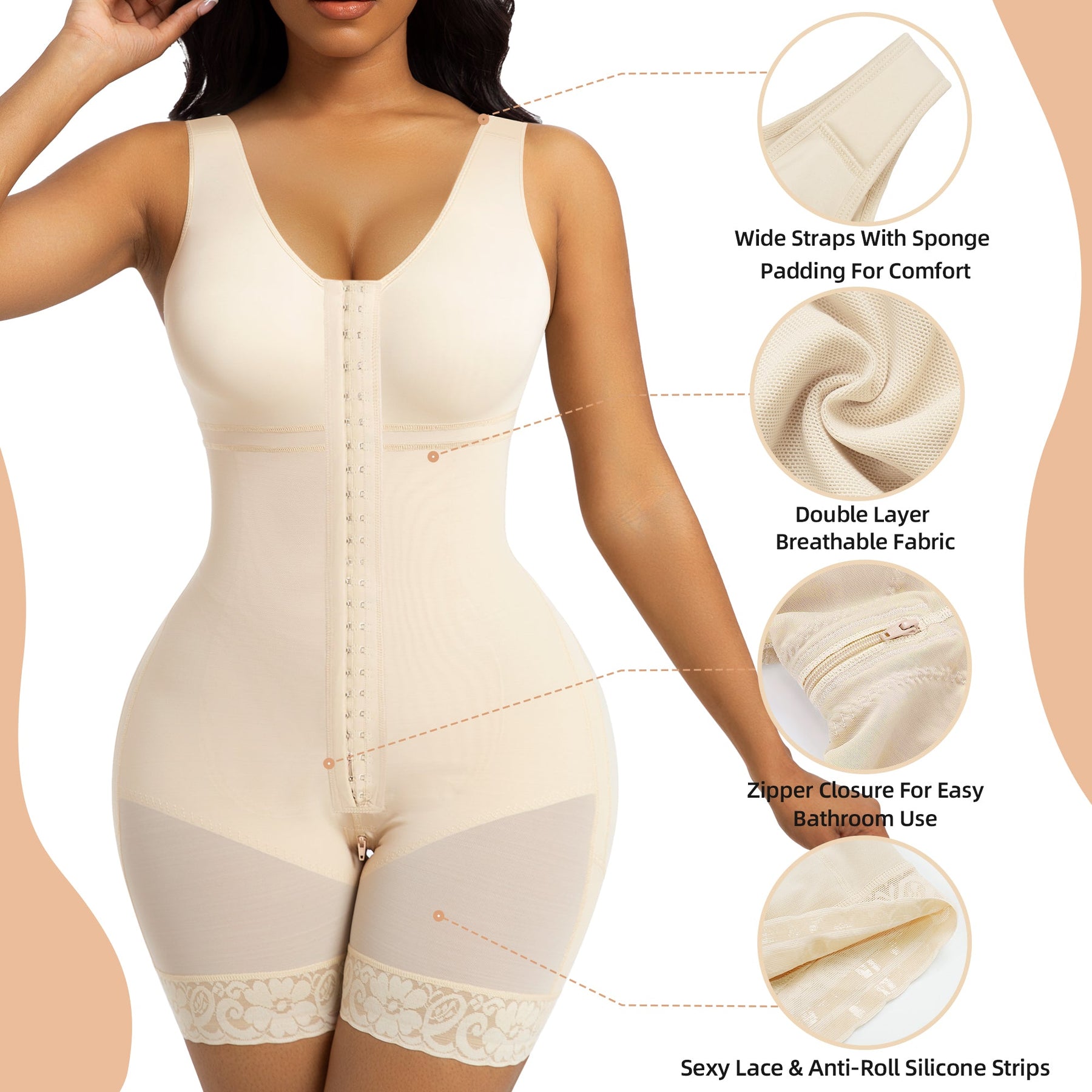 SHAPERX Women's Fajas Colombianas Tummy Control Shapewear Postpartum Full Body Shaper Butt Lifter Bodysuit SHAPERX
