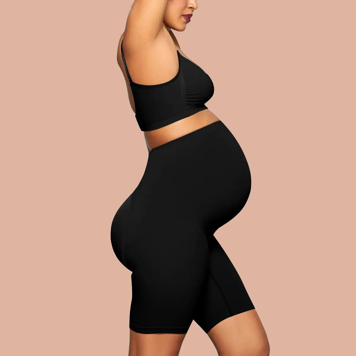 Black Womens Plus Size Maternity Crop Legging
