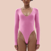 SHAPERX Bodysuit for Women V Neck Long Sleeve Body Suit SHAPERX