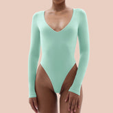 SHAPERX Bodysuit for Women V Neck Long Sleeve Body Suit SHAPERX