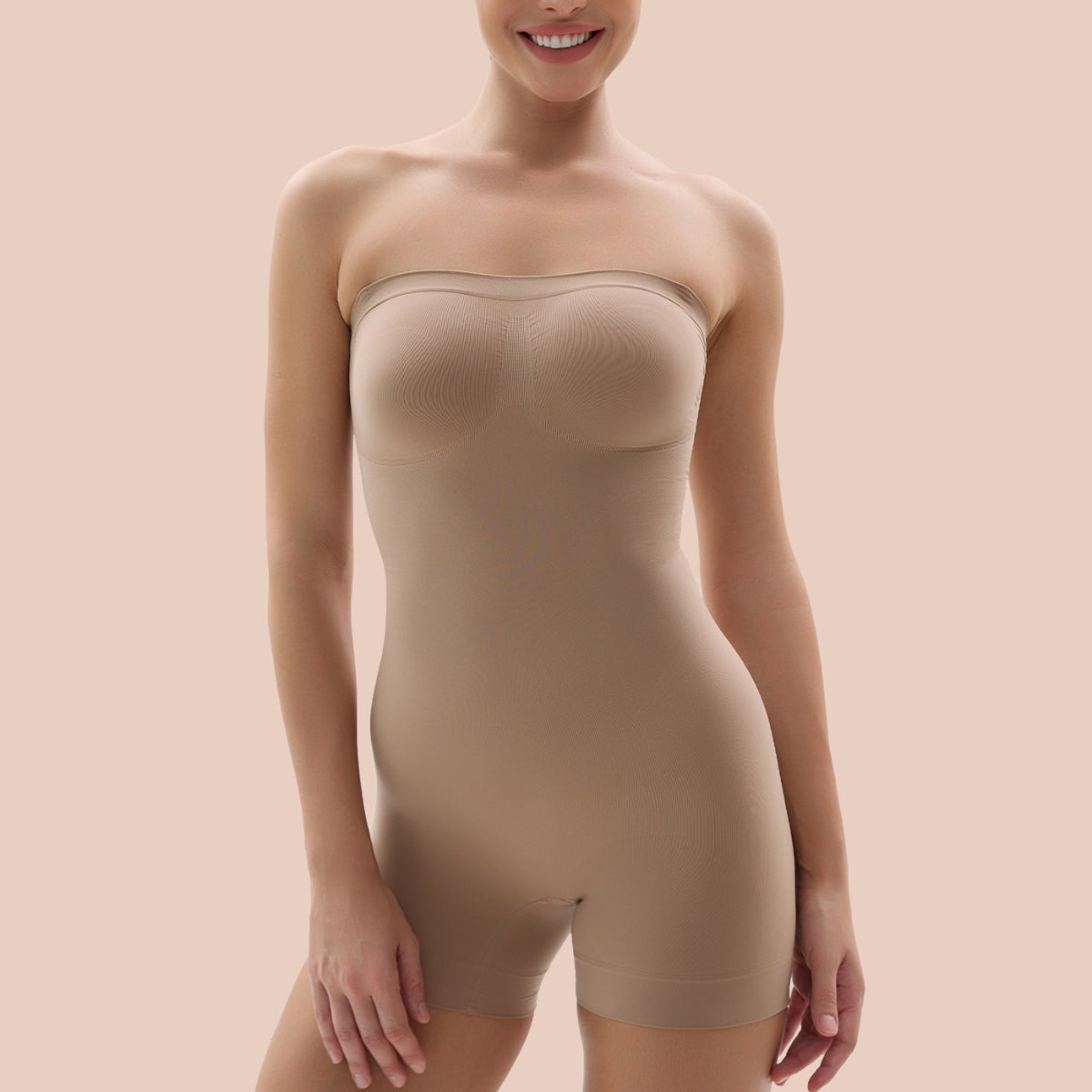 SHAPERX Strapless Shortie Bodysuit for Women Tummy Control Shapewear with  Removable Straps
