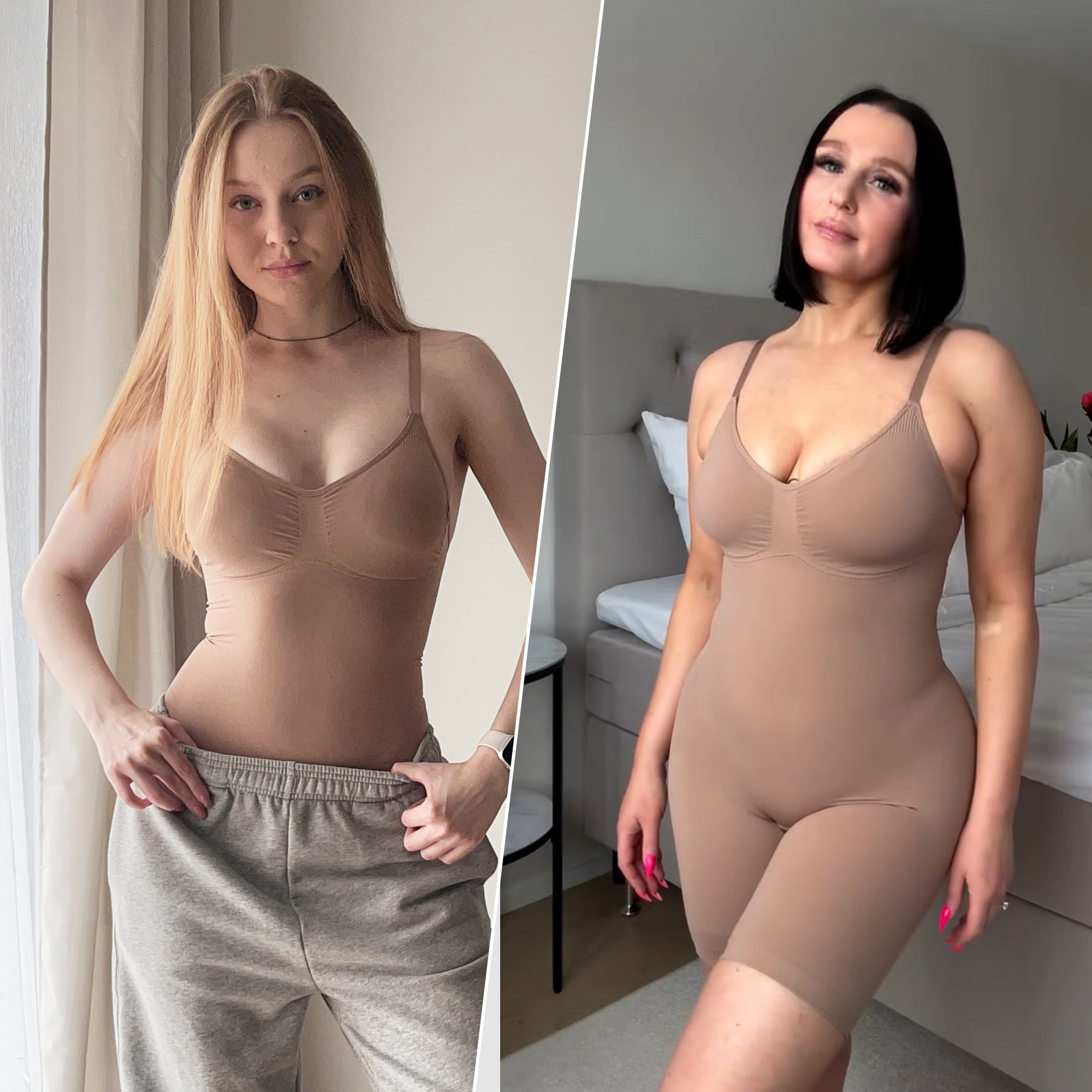 SHAPERX Mid-Thigh Tummy Control Bodysuit with Removable Pads