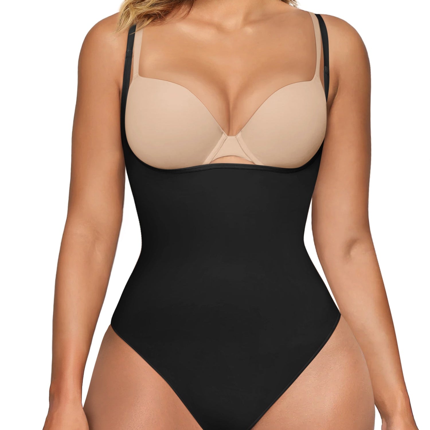 SHAPERX Open Bust Shapewear Tummy Control Bodysuits for Women Seamless Compression High Waisted Body Shaper SHAPERX