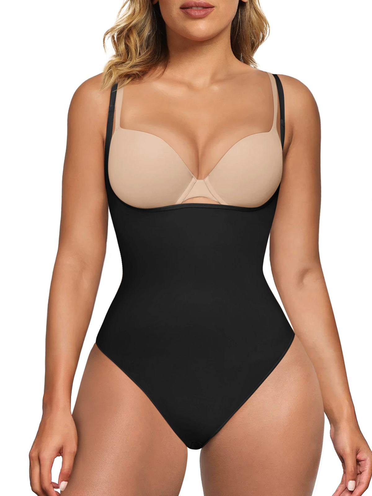 SHAPERX Open Bust Shapewear Tummy Control Bodysuits for Women Seamless Compression High Waisted Body Shaper SHAPERX