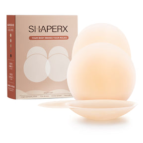 SHAPERX Women's Invisible Nipple Covers Adhesive Silicone Pasties Reusable Bra with Travel Box