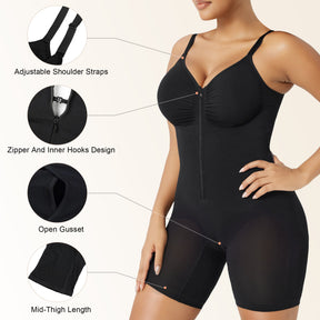 SHAPERX Women's Zip-Up Shapewear Bodysuit Tummy Control Seamless Sculpting Body Shaper Medium Compression SHAPERX