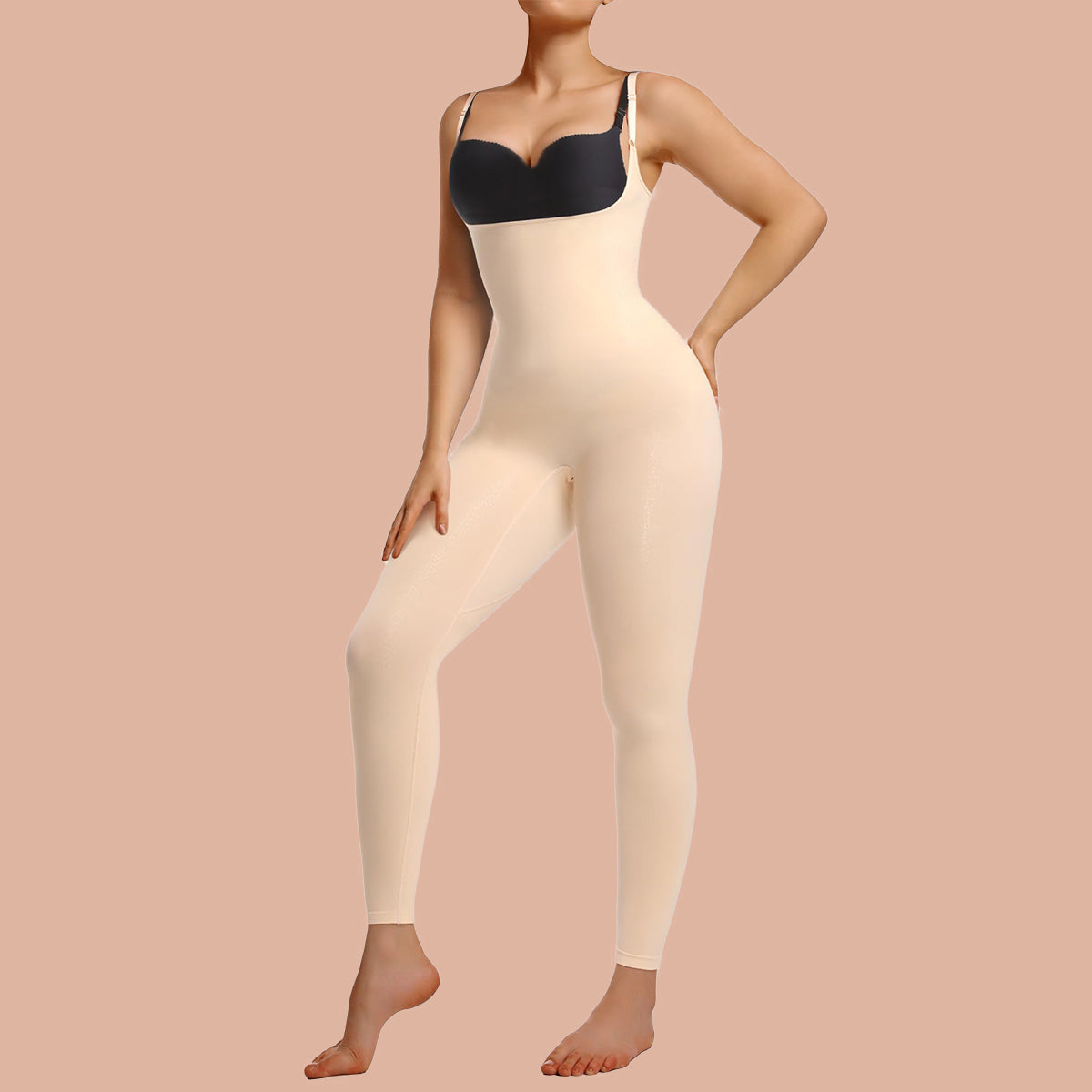 SHAPERX Seamless Bodysuit Open-Chest Design with Tummy Control Full Body Shaper