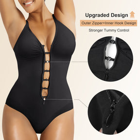 SHAPERX Women's Zip-Up Shapewear Bodysuit Tummy Control Seamless Sculpting Body Shaper Medium Compression