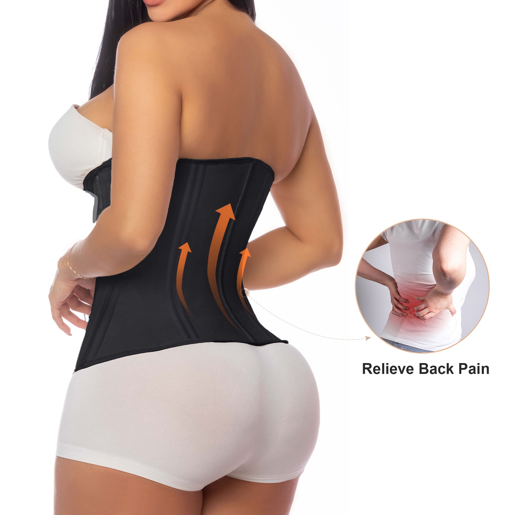 SHAPERX Waist Trainer for Women Tummy Control Workout Waist Cincher Corset Hourglass Body Shaper Zipper and Hooks
