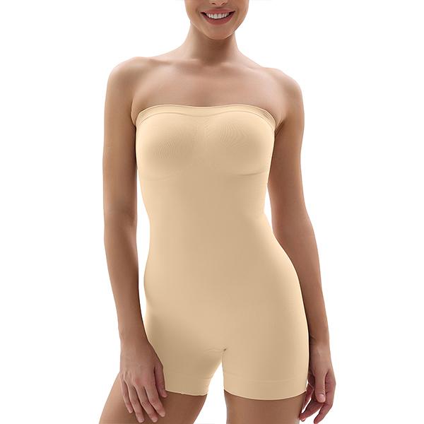 SHAPERX Strapless Bodysuit Tummy Control Seamless Thong Shapewear with Removable Straps