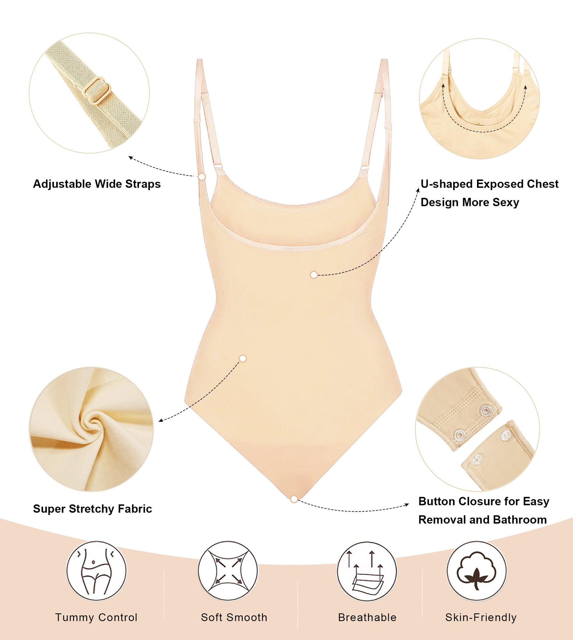 SHAPERX Open Bust Shapewear Tummy Control Bodysuits for Women Seamless Compression High Waisted Body Shaper SHAPERX