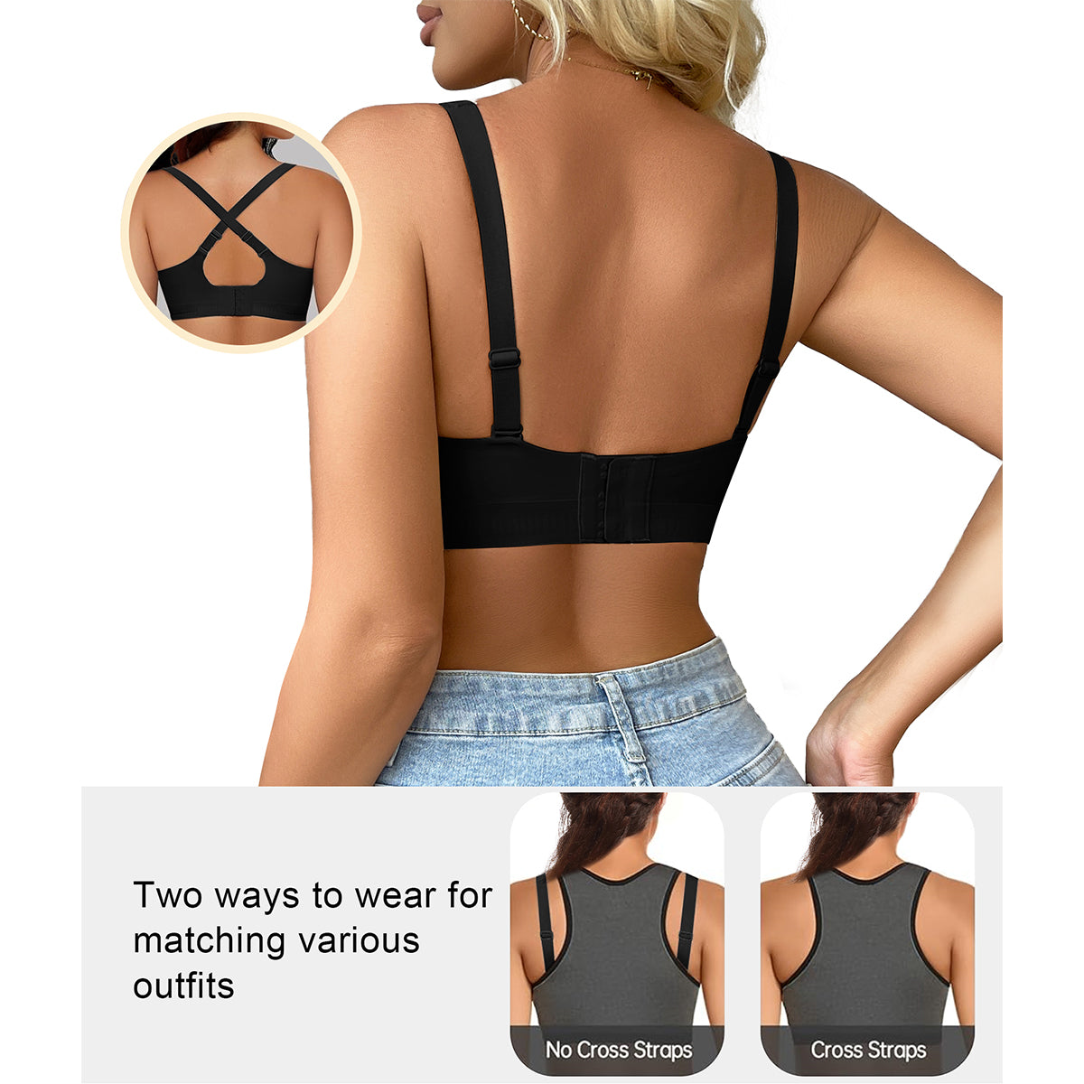 SHAPERX Deep-V Wireless Everyday Bra