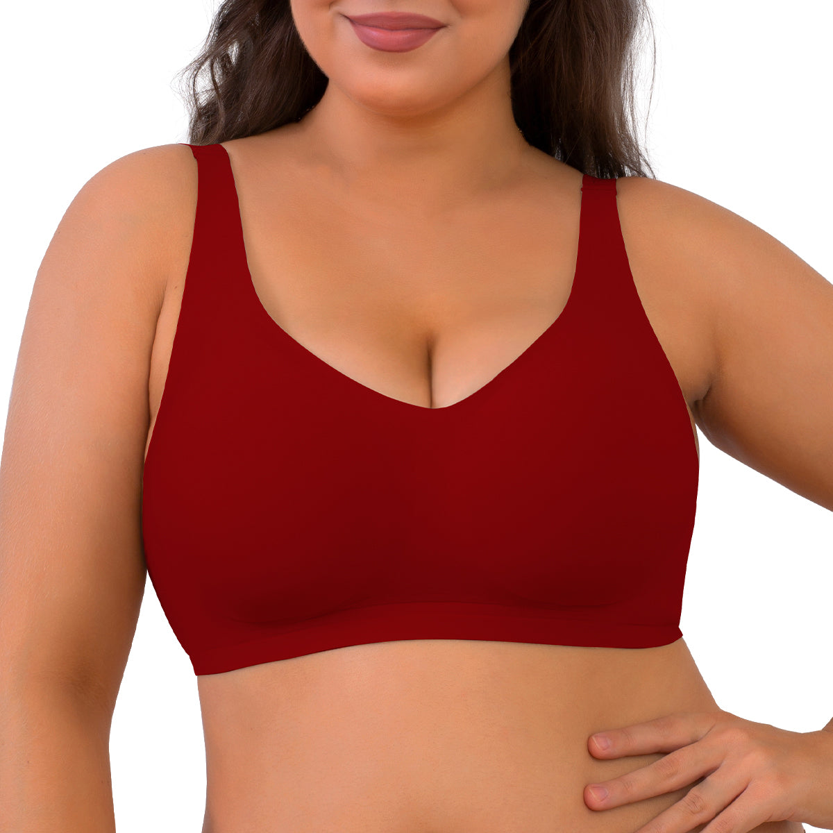 SHAPERX Seamless V-Neck Wireless Everyday Bra