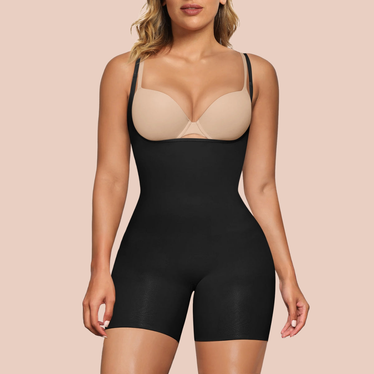 SHAPERX Women's Bodysuit Tummy Control Shapewear Open Bust Thigh Slimmer Seamless Body Shaper SHAPERX