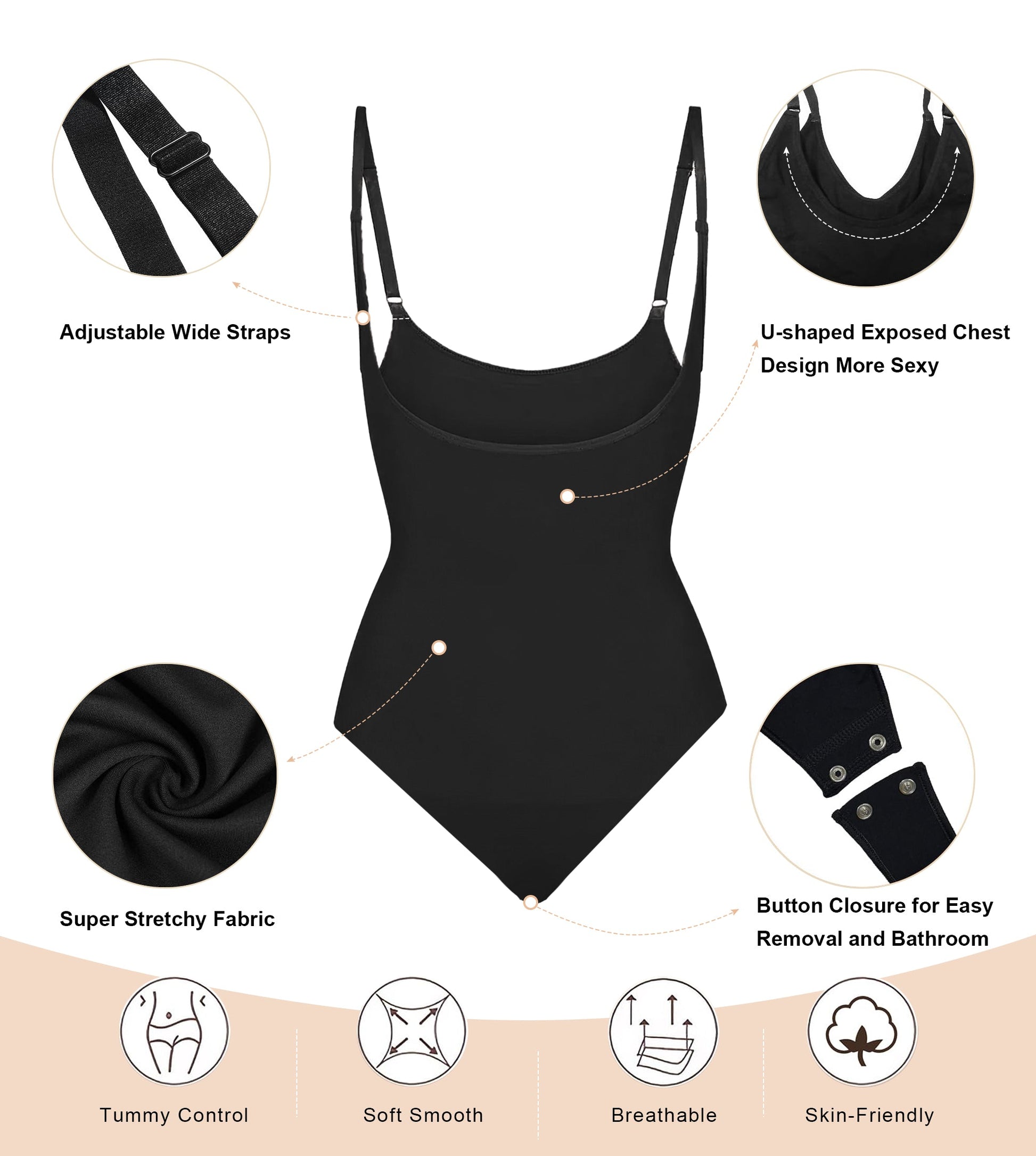 SHAPERX Open Bust Shapewear Tummy Control Bodysuits for Women Seamless Compression High Waisted Body Shaper SHAPERX