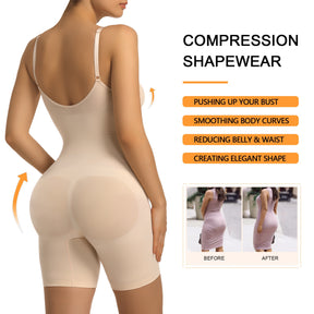 SHAPERX Bra Free Tummy Control Shapewear Mid Thigh Body Shaper with Removable Pads