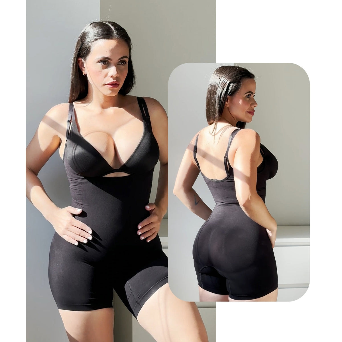 SHAPERX Women's Bodysuit Tummy Control Shapewear Open Bust Thigh Slimmer Seamless Body Shaper SHAPERX