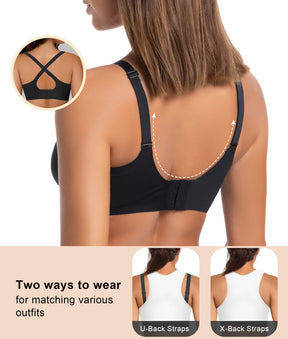 SHAPERX Wireless Bras for Women Seamless Push Up V Mesh Bralette No Underwire Full Coverage T-Shirt Bra with Removable Pads