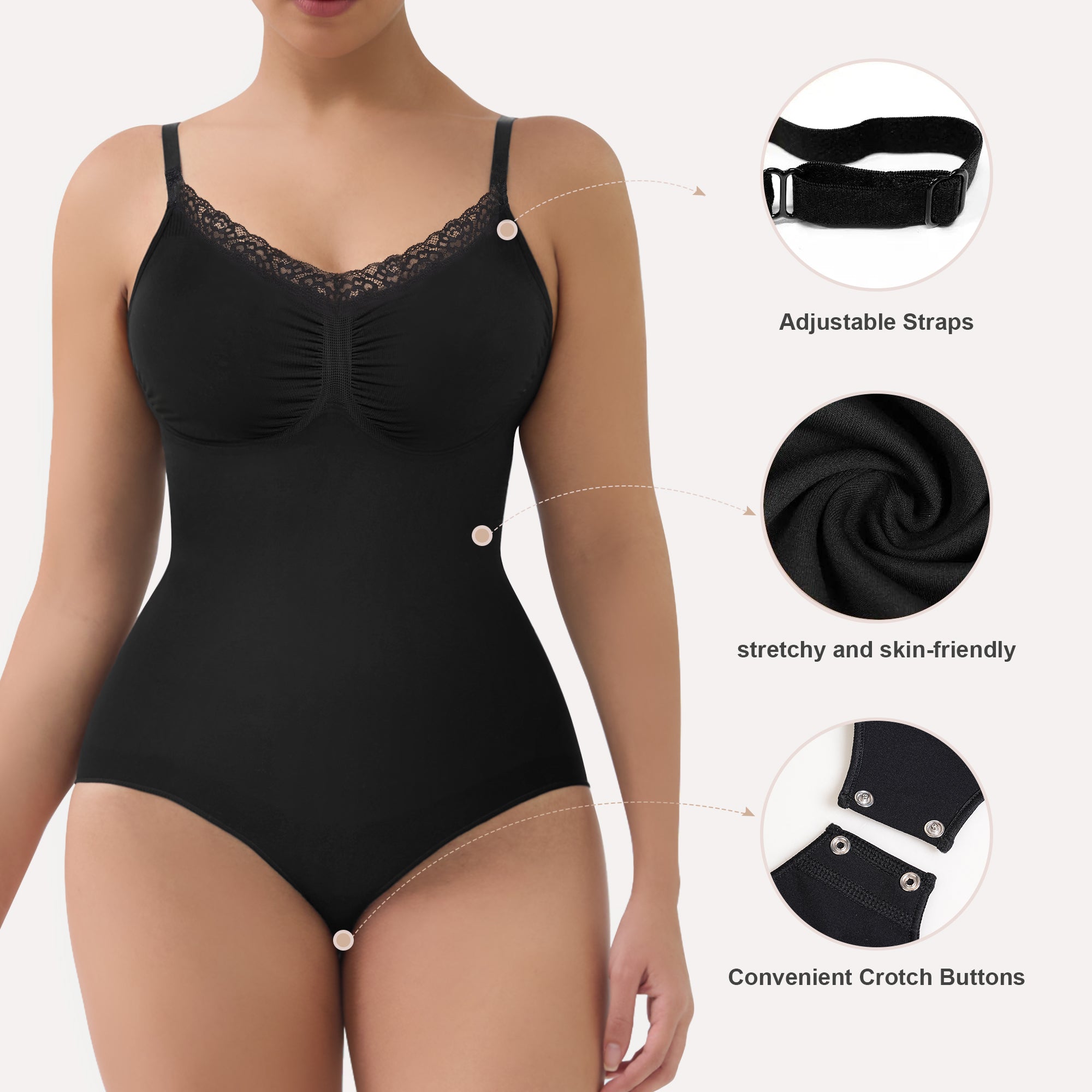 SHAPERX Lace Seamless Adjustable Straps Tummy Control Brief