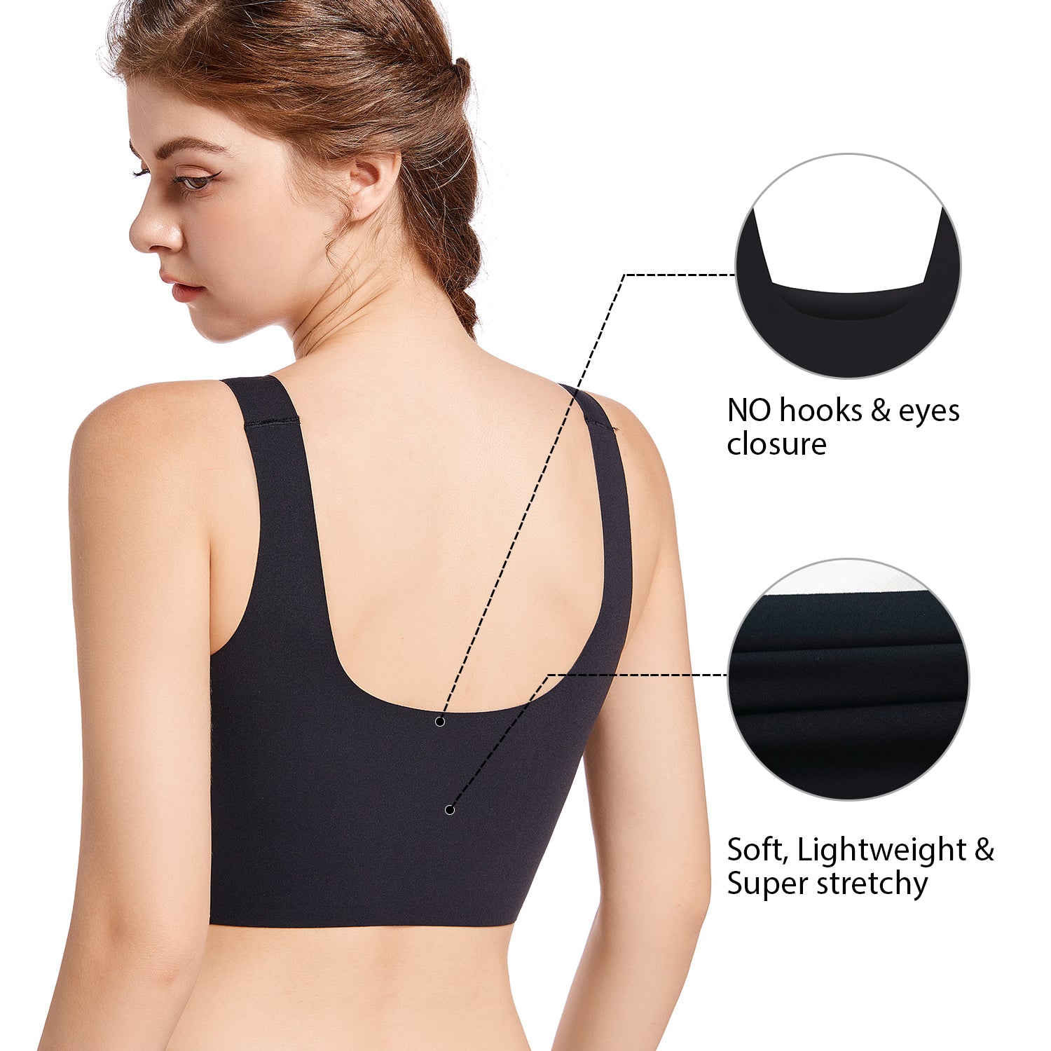 SHAPERX Women‘s High Stretch Wireless Bra with Scoop Longline Design and  Removable Pads