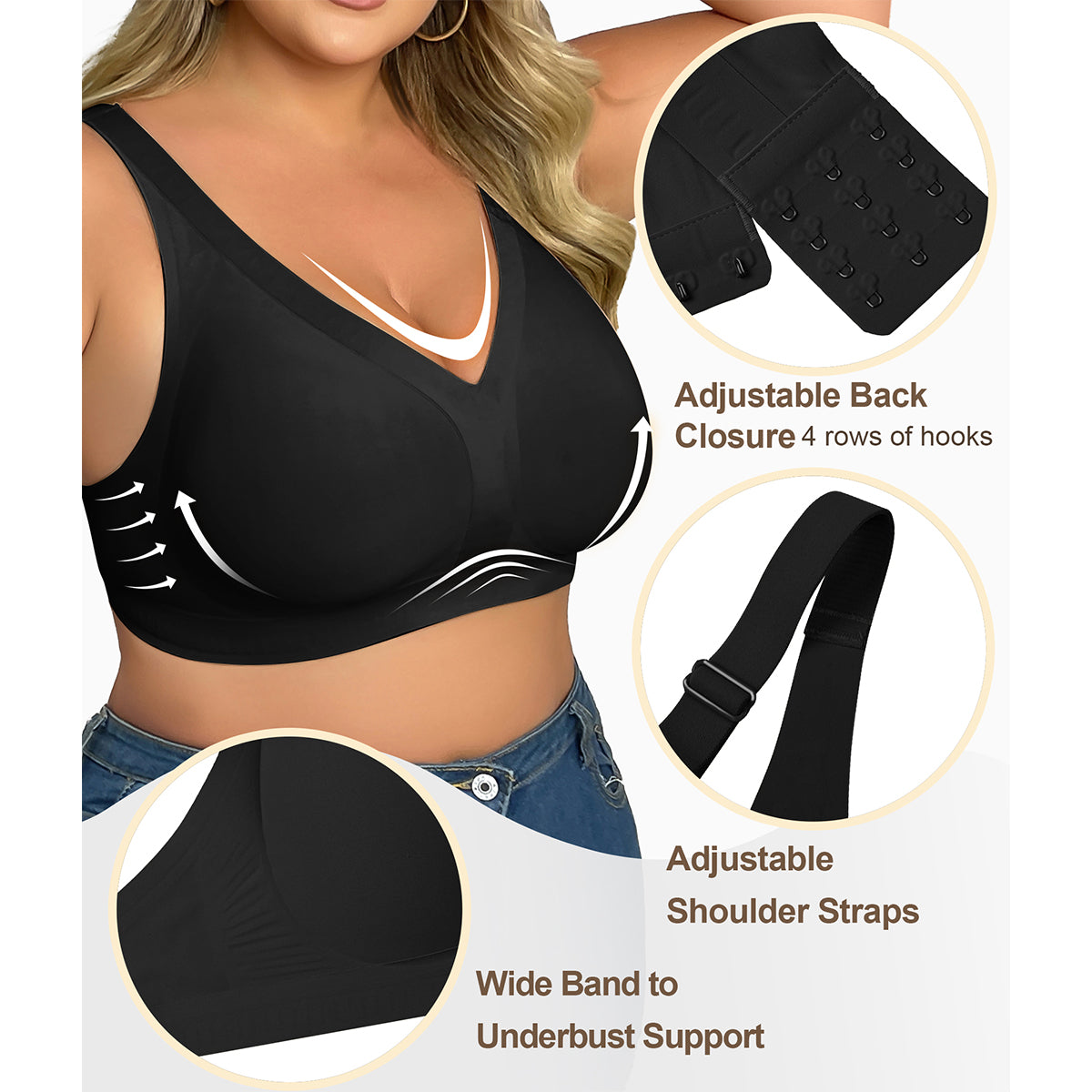 SHAPERX Deep-V Wireless Everyday Bra