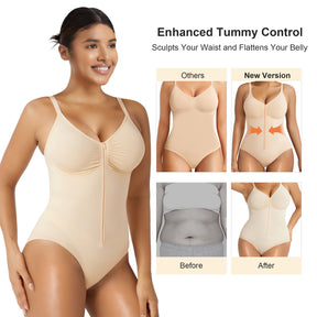 SHAPERX Women's Zip-Up Shapewear Bodysuit Tummy Control Seamless Sculpting Body Shaper Medium Compression