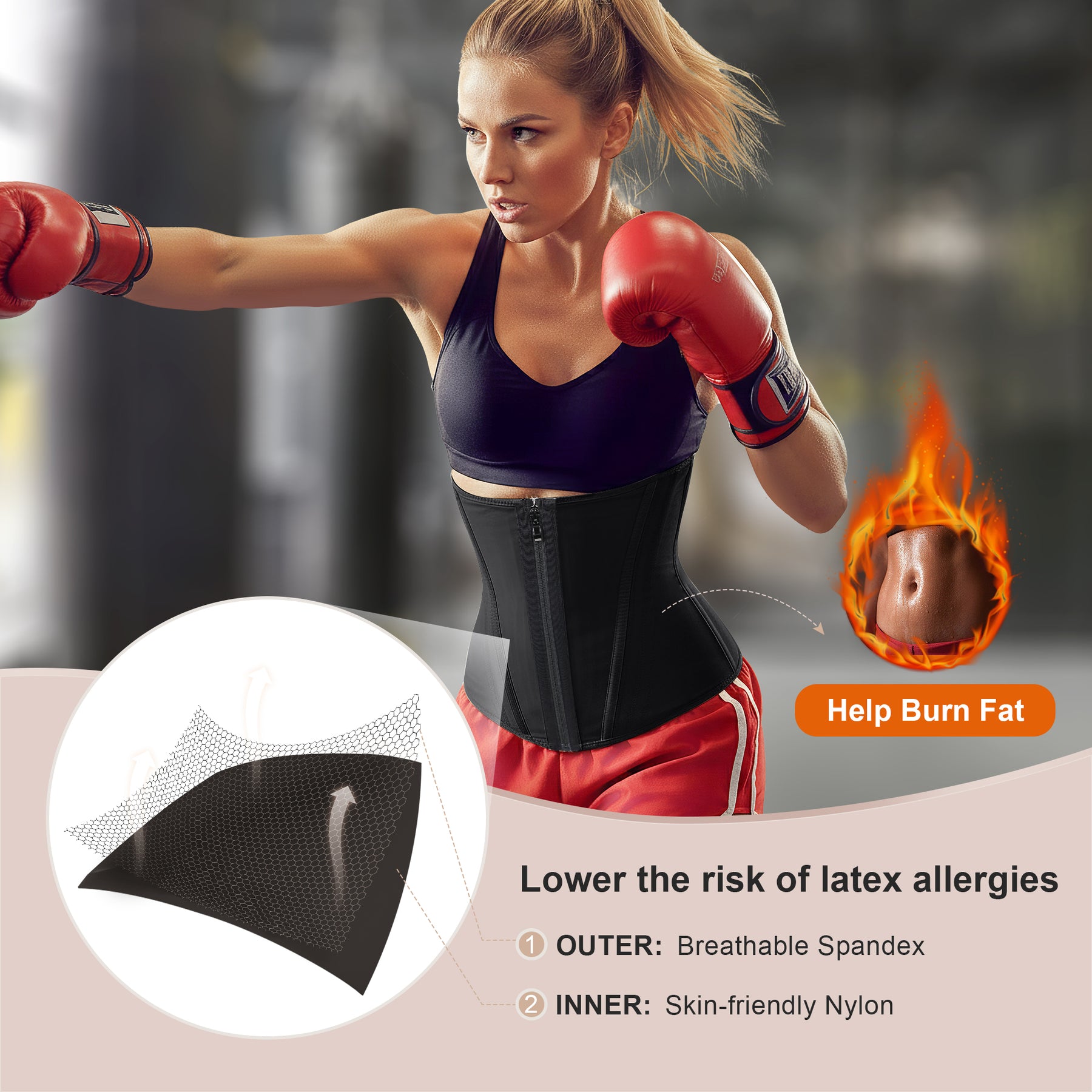 SHAPERX Waist Trainer for Women Tummy Control Workout Waist Cincher Corset Hourglass Body Shaper Zipper and Hooks