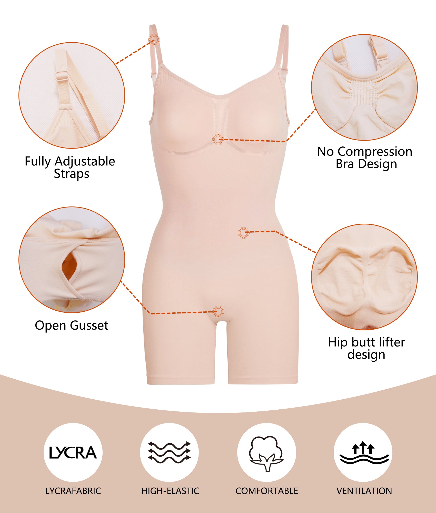 SHAPERX Seamless Full Body Tummy Control Bodysuit Shapewear