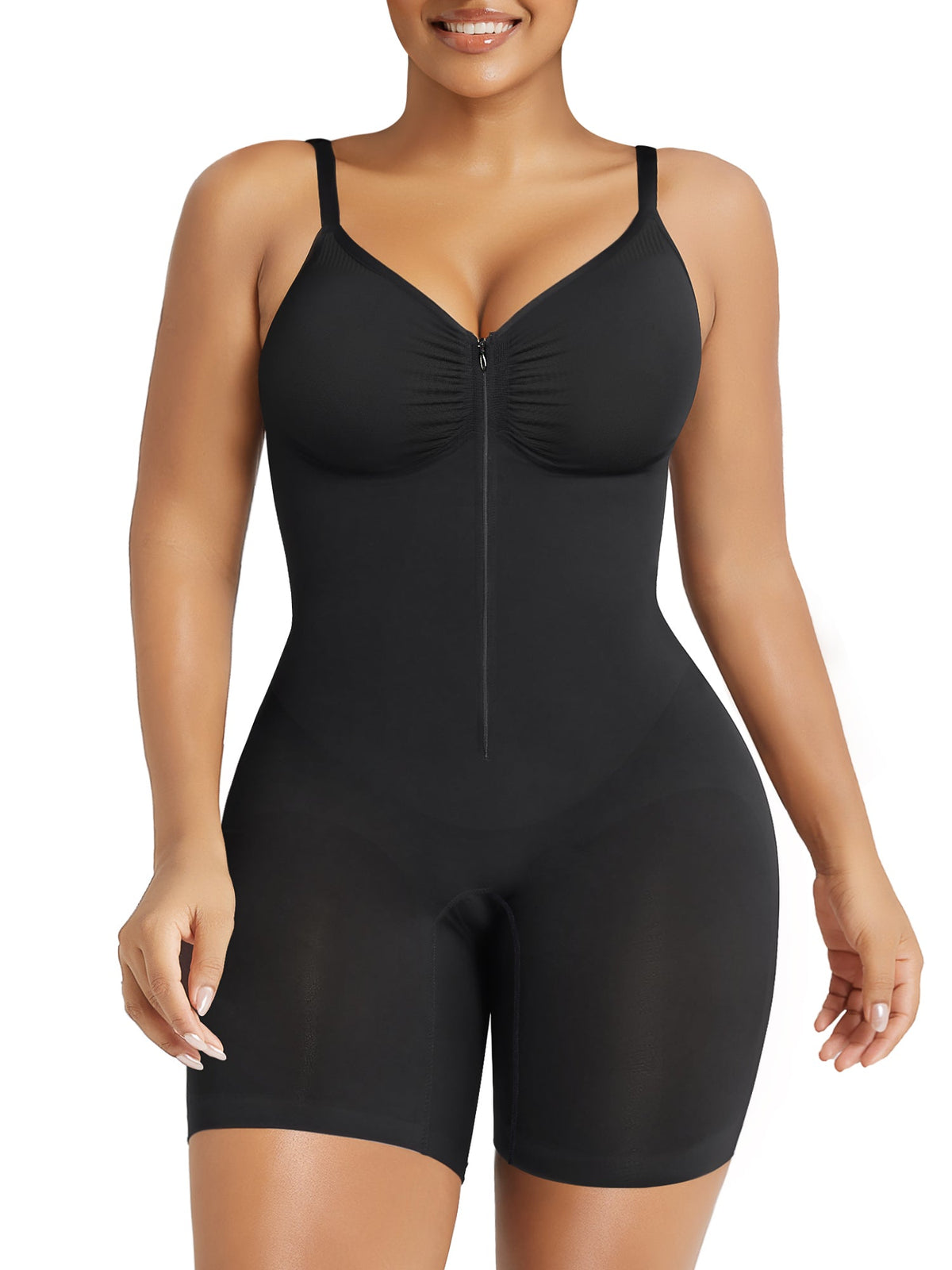 SHAPERX Women's Zip-Up Shapewear Bodysuit Tummy Control Seamless Sculpting Body Shaper Medium Compression SHAPERX