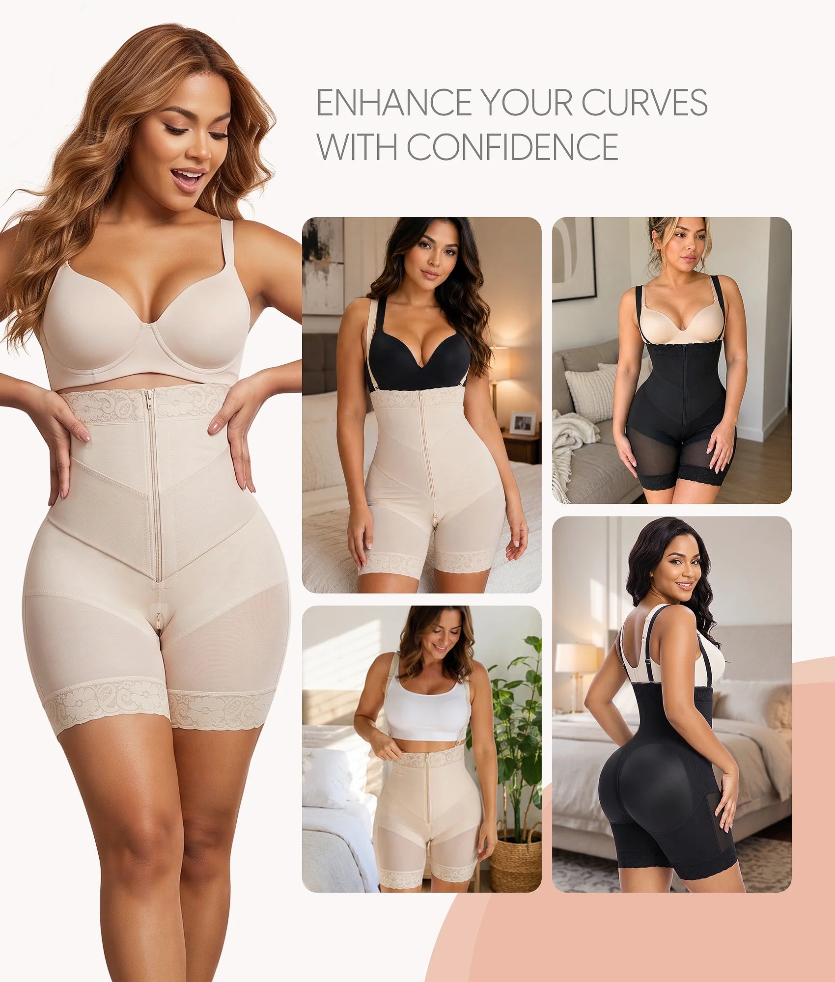 SHAPERX V-Shaped Strapless Shaper Shorts with Removable Straps