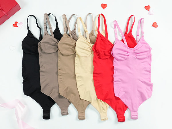 SHAPERX Tummy Control Shapewear Adjustable Straps Seamless Thong Body Shaper