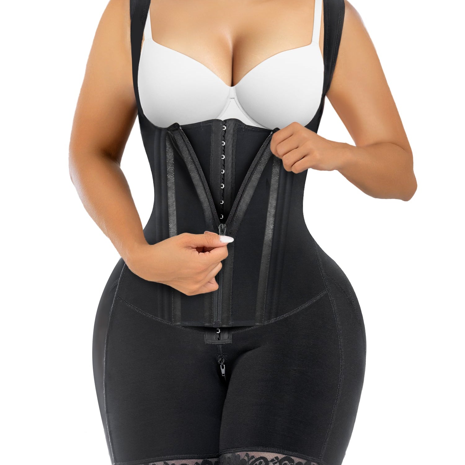 Voxshe Fajas Colombianas Shapewear For Women - Open Bust Body Shaper With Tummy Control, Postpartum (Beige, Large)