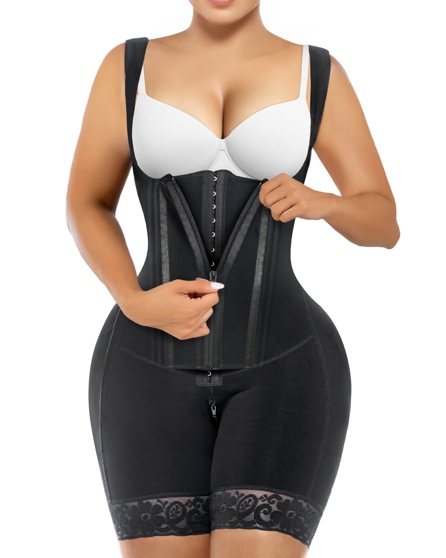 SHAPERX Fajas Colombianas Shapewear for Women Tummy Control Body Shaper Postpartum Butt Lifter with Zipper and Hooks SHAPERX