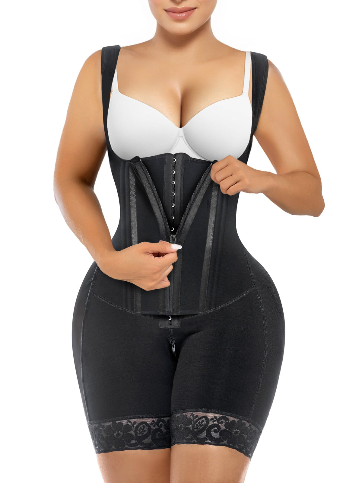 SHAPERX Fajas Colombianas Shapewear for Women Tummy Control Body Shaper Postpartum Butt Lifter with Zipper and Hooks SHAPERX